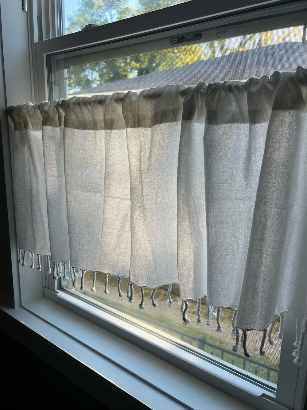 Light-filtering White Tassel Café Curtain Pair with Valance - Home Accents